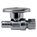 Apollo Pex 1/2 in. PEX Barb x 3/8 in. Compression Brass Quarter-Turn Straight Stop Valve Jar, Chromed, 20PK APXVS1238C20JR